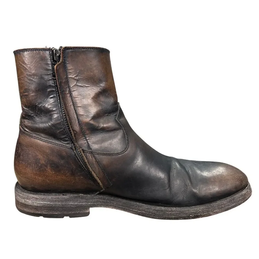 Frye Men’s Bowery Brown Leather Side Zip Chelsea Boot Size US 9 D